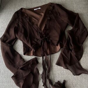 Brown ruffle top